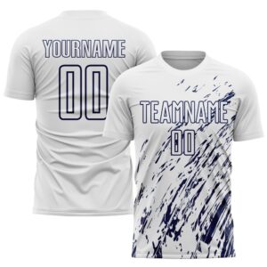 White Navy Sublimation Soccer Uniform Jersey, Custom&hellip;