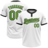 White Neon Green 3D Pattern Lines Two Button Unisex Softball Jersey, Custom Team Softball Jersey