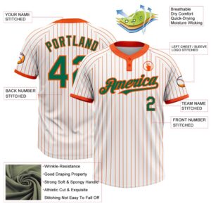 White Orange Pinstripe Kelly Green Two Button Unisex Softball Jersey Custom Team Softball Jersey 3 p5k3ti.jpg