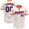 White Orange Pinstripe Purple Two Button Unisex Softball Jersey, Custom Team Softball Jersey