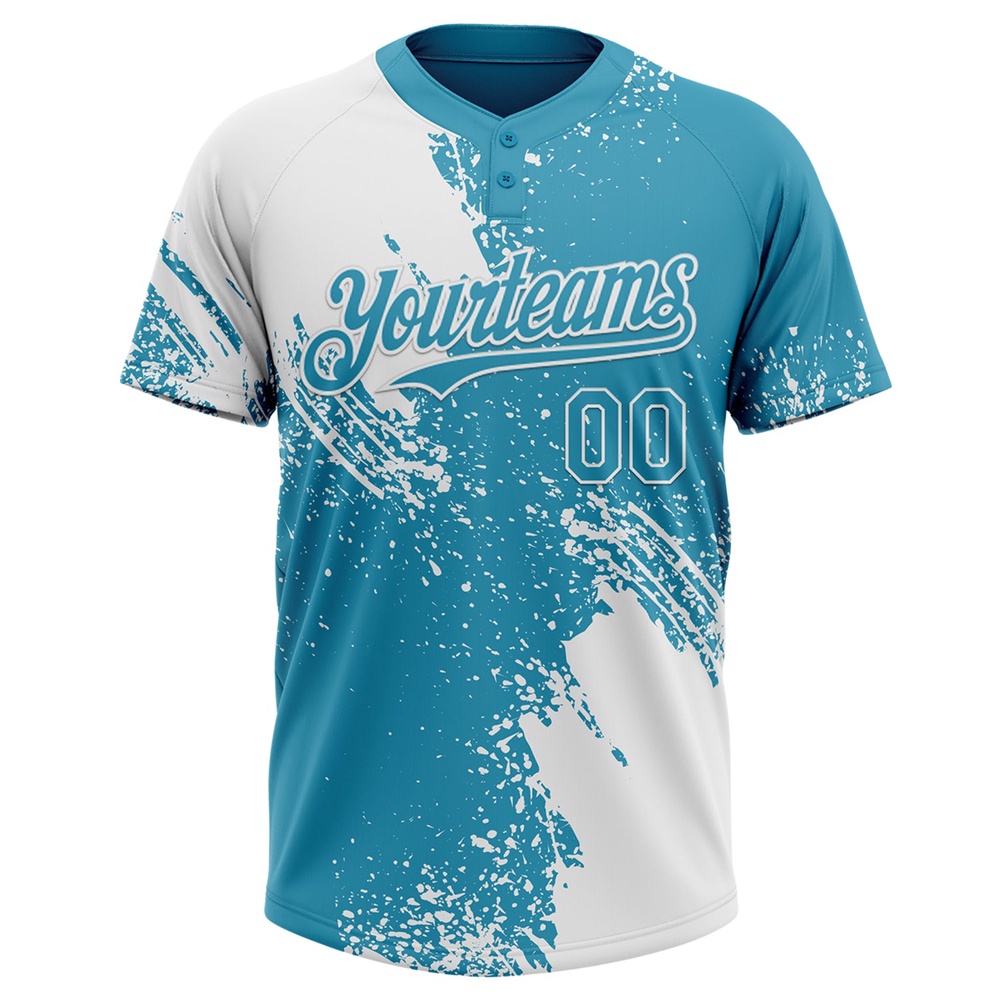 White Panther Blue 3D Pattern Abstract Brush Stroke Two Button Unisex Softball Jersey, Custom Team Softball Jersey