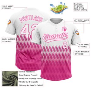 White Pink 3D Pattern Lines Two Button Unisex Softball Jersey Custom Team Softball Jersey 3 ljpjvg.jpg