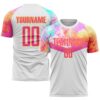 White Pink Sublimation Soccer Uniform Jersey, Custom Team Soccer Jersey Shirt