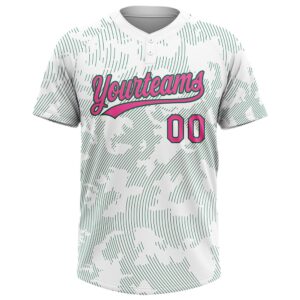 White Pink Kelly Green 3D Pattern Curve Lines Two Button Unisex Softball Jersey Custom Team Softball Jersey 2 sgotvy.jpg