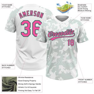 White Pink Kelly Green 3D Pattern Curve Lines Two Button Unisex Softball Jersey Custom Team Softball Jersey 3 rf7igv.jpg