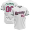 White Pink Pinstripe Light Blue Two Button Unisex Softball Jersey, Custom Team Softball Jersey
