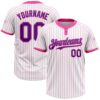 White Pink Pinstripe Teal Two Button Unisex Softball Jersey, Custom Team Softball Jersey