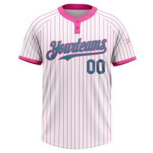 White Pink Pinstripe Teal Two Button Unisex Softball Jersey Custom Team Softball Jersey 2 avypzc.jpg