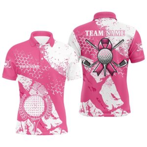 White & Pink Ribbon Retro Men’s Golf&hellip;