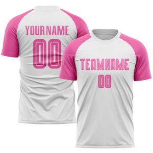 White Pink Sublimation Soccer Uniform Jersey, Custom&hellip;