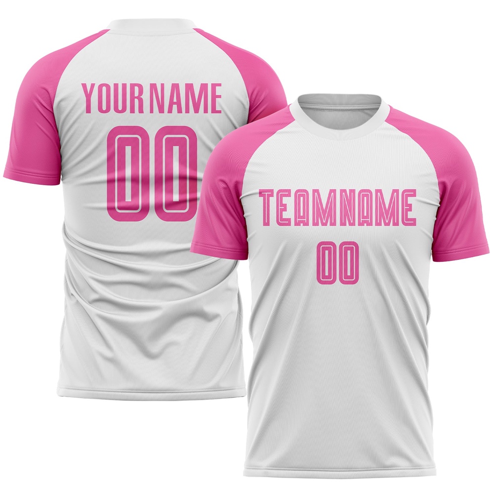 White Pink Sublimation Soccer Uniform Jersey, Custom Team Soccer Jersey Shirt