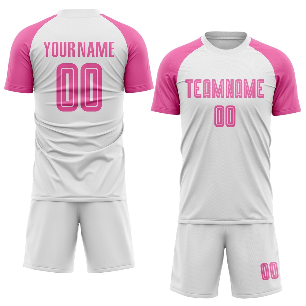 White Pink Sublimation Soccer Uniform Jersey, Custom Team Soccer Jersey Shirt