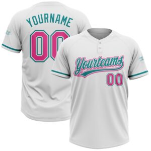 White Pink Teal Two Button Unisex Softball&hellip;