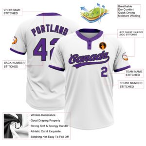 White Purple Black Two Button Unisex Softball Jersey Custom Team Softball Jersey 3 u0bau5.jpg
