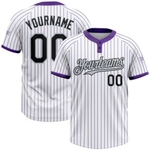 White Purple Pinstripe Black Silver Two Button&hellip;