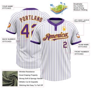 White Purple Pinstripe Gold Two Button Unisex Softball Jersey Custom Team Softball Jersey 3 dmwb3z.jpg