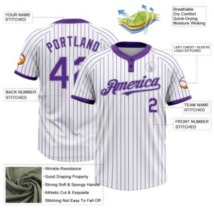 White Purple Pinstripe Gray Two Button Unisex Softball Jersey Custom Team Softball Jersey 3 wasxxz.jpg