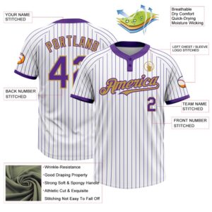 White Purple Pinstripe Old Gold Two Button Unisex Softball Jersey Custom Team Softball Jersey 3 sfkjou.jpg