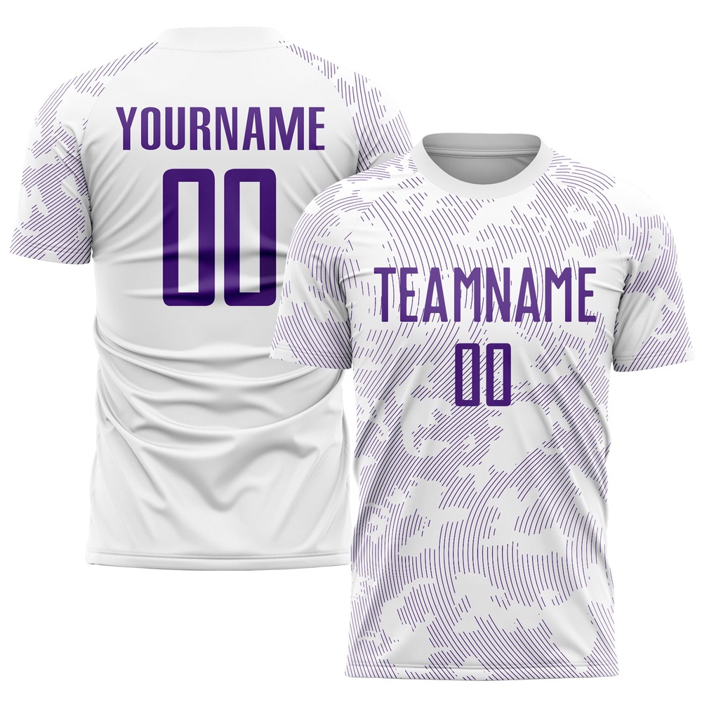 White Purple Sublimation Soccer Uniform Jersey, Custom Team Soccer Jersey Shirt