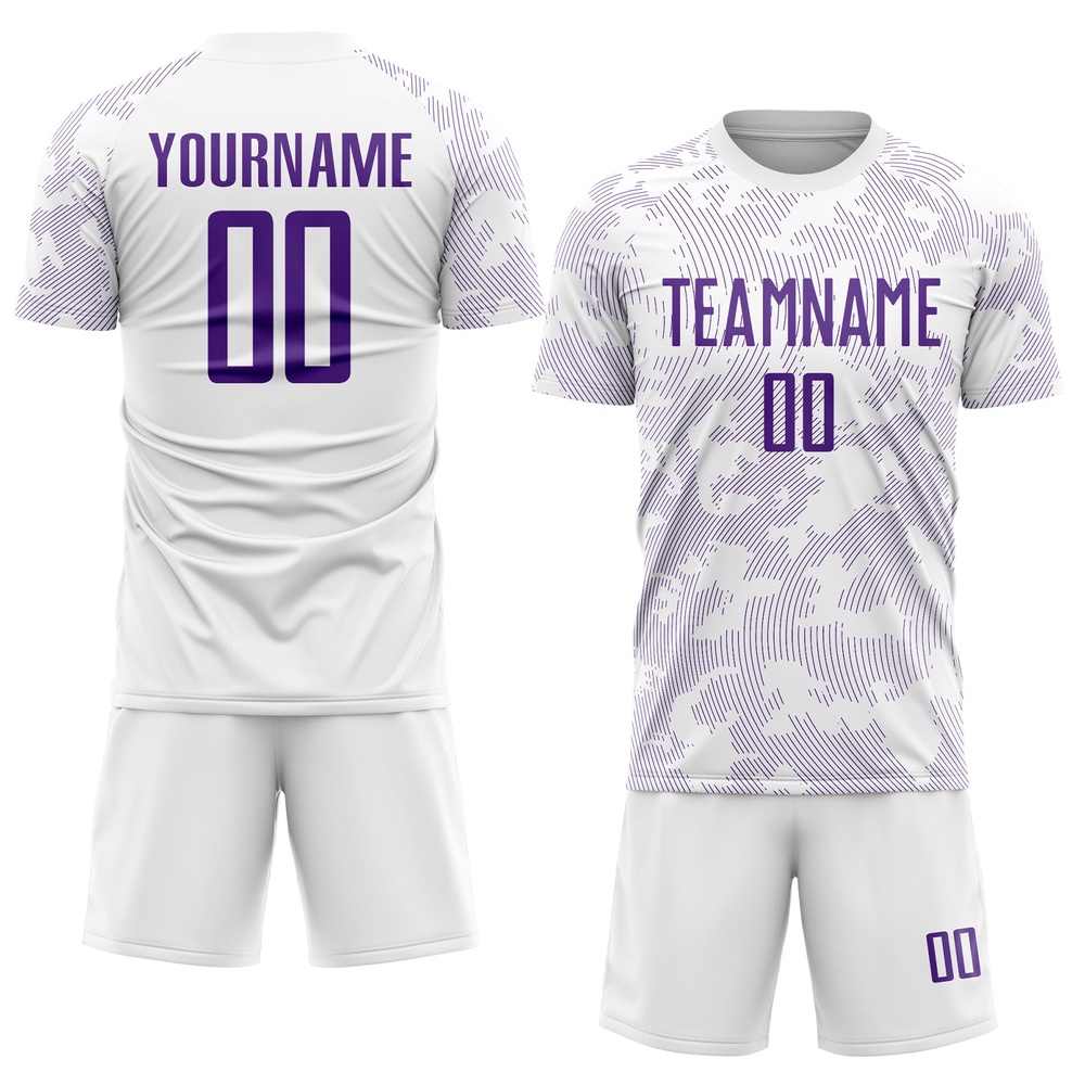 White Purple Sublimation Soccer Uniform Jersey, Custom Team Soccer Jersey Shirt