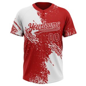 White Red 3D Pattern Abstract Brush Stroke Two Button Unisex Softball Jersey Custom Team Softball Jersey 2 slax2d.jpg