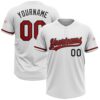 White Red Gold Two Button Unisex Softball Jersey, Custom Team Softball Jersey