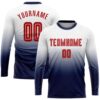 White Red Royal Sublimation Long Sleeve Fade Fashion Soccer Uniform Jersey, Custom Team Soccer Jersey Shirt
