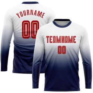 White Red Navy Sublimation Long Sleeve Fade&hellip;