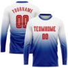 White Red Navy Sublimation Long Sleeve Fade Fashion Soccer Uniform Jersey, Custom Team Soccer Jersey Shirt