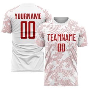 White Red Sublimation Soccer Uniform Jersey, Custom&hellip;