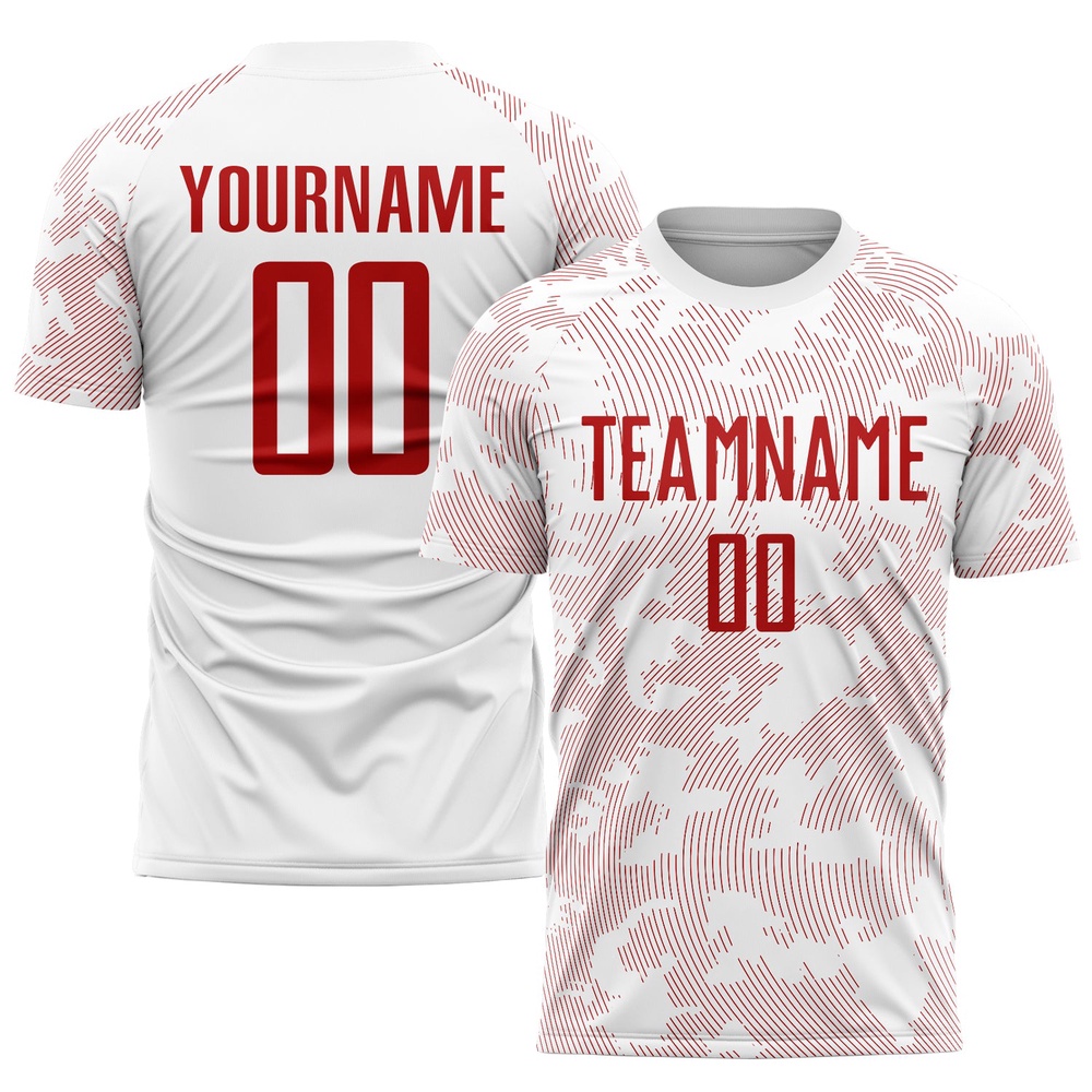White Red Sublimation Soccer Uniform Jersey, Custom Team Soccer Jersey Shirt