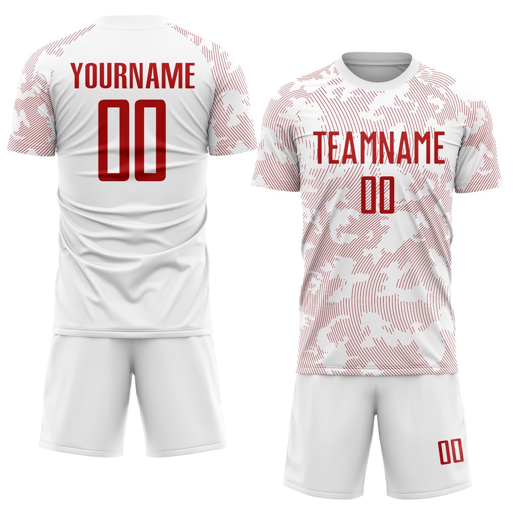 White Red Sublimation Soccer Uniform Jersey, Custom Team Soccer Jersey Shirt