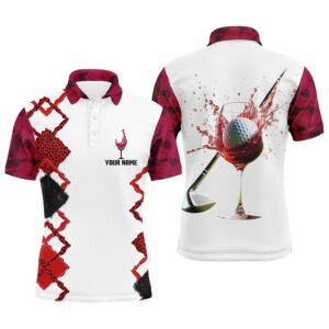 White Red Wine Leopard Golf Shirts For&hellip;