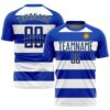 White Royal Curve Lines Sublimation Soccer Uniform Jersey, Custom Team Soccer Jersey Shirt