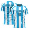 White Sky Blue Black Bavarian Flag Sublimation Soccer Uniform Jersey, Custom Team Soccer Jersey Shirt