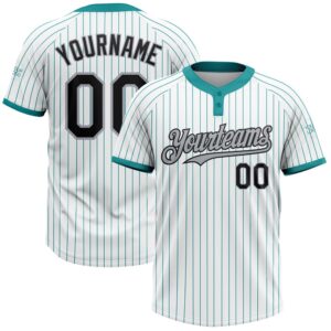 White Teal Pinstripe Black Gray Two Button&hellip;