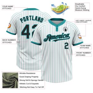 White Teal Pinstripe Black Two Button Unisex Softball Jersey Custom Team Softball Jersey 3 wkdip5.jpg