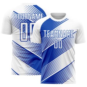 White Thunder Blue Line Sublimation Soccer Uniform&hellip;