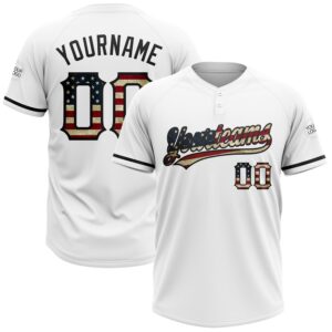 White Vintage USA Flag Black Two Button&hellip;