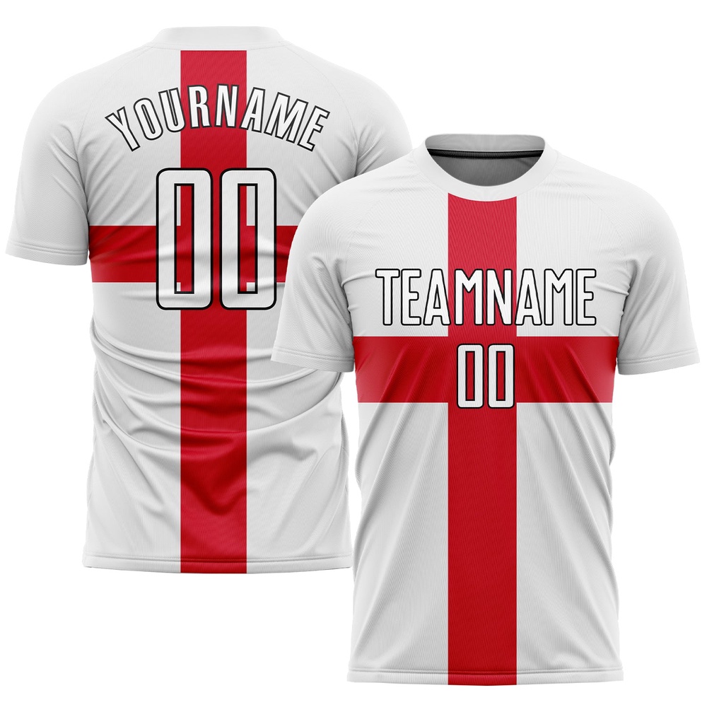 White White Red Black Sublimation Great Britain Flag Soccer Uniform Jersey, Custom Team Soccer Jersey Shirt