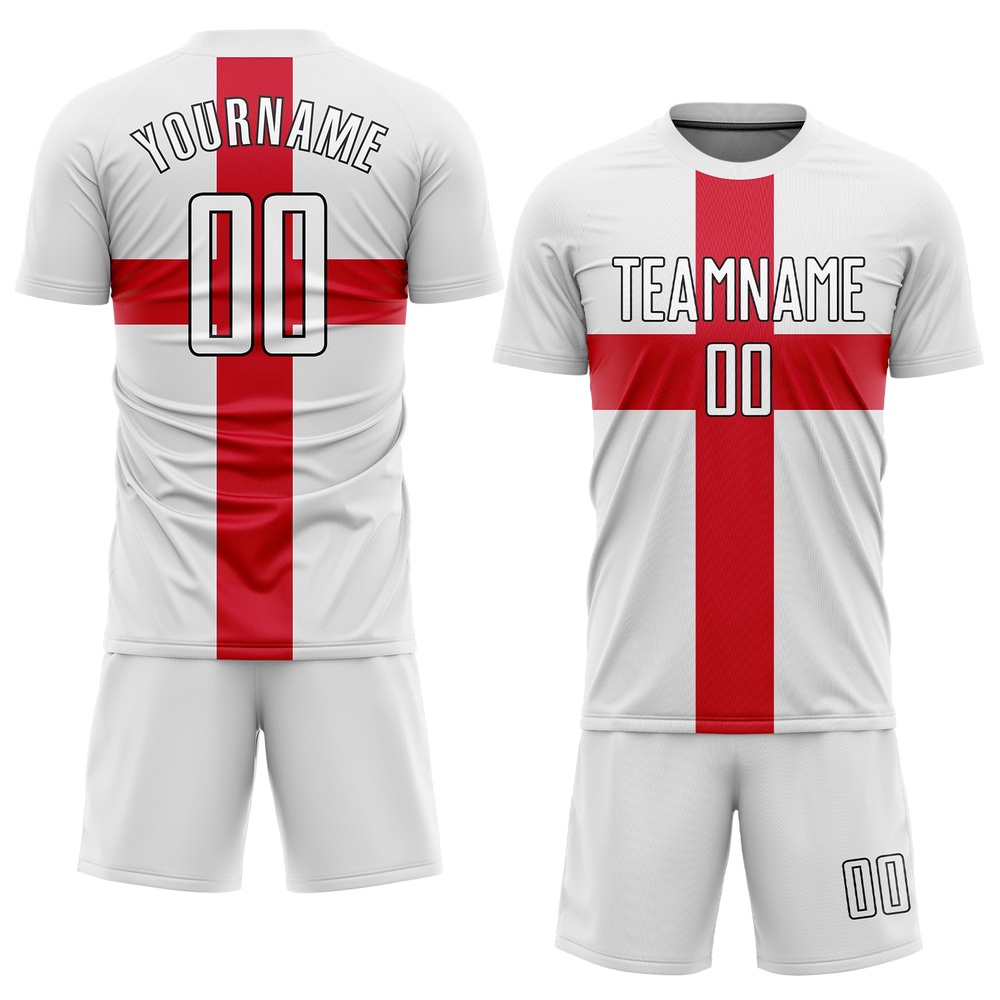 White White Red Black Sublimation Great Britain Flag Soccer Uniform Jersey, Custom Team Soccer Jersey Shirt