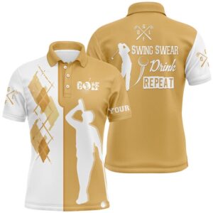 White Yellow Men Golf Polo Upf Shirts&hellip;