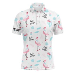 Winter Flamingo Christmas Golf Polo Shirts Men’s&hellip;