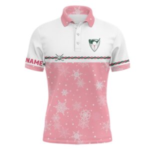 Winter Snowflakes Pink Christmas Golf Men’s Polo&hellip;