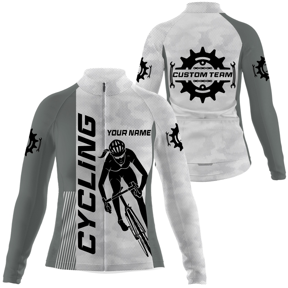 Women Cycling Jersey Cycle Gear With 3 Pockets Anti Uv Reflective Long Short Sleeve Bicycling Shirt, Custom Mono Cycling Jersey