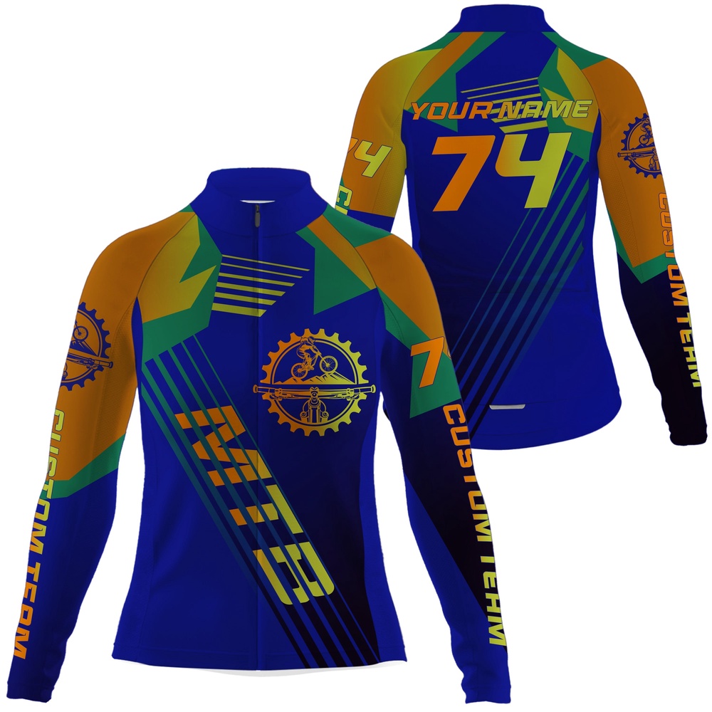Womens Long Short Sleeve Mountain Bike Cycling Jersey With Pockets Cycle Gear Bicycling Shirt, Custom Mono Cycling Jersey