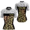 WoMen’s Power Leopard Cycling Jersey Short Sleeve Biking Tops Bicycle Clothing With 3 Pockets, Custom Mono Cycling Jersey