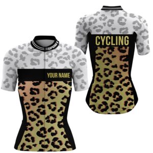 Womens Short Sleeve Cycling Jersey Leopard Bike&hellip;