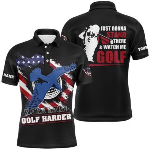 Work Hard Golf Harder Albatross American Flag&hellip;