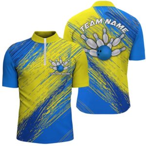 Yellow And Blue Unisex Bowling Shirts For&hellip;